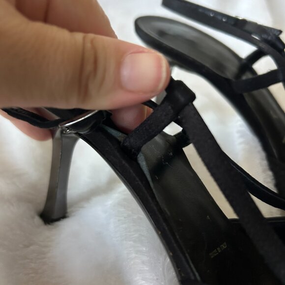 St John Black Sparkle Slingback Womens 6.5 Pointed Toe Made in Italy VINTAGE - Picture 6 of 10